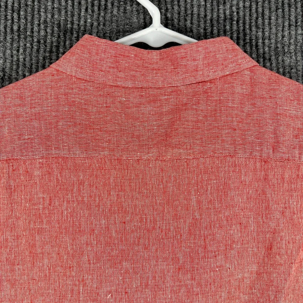Banana Republic Shirt Mens XL Extra Large Red Short Sleeve Linen Blend Slim Fit
